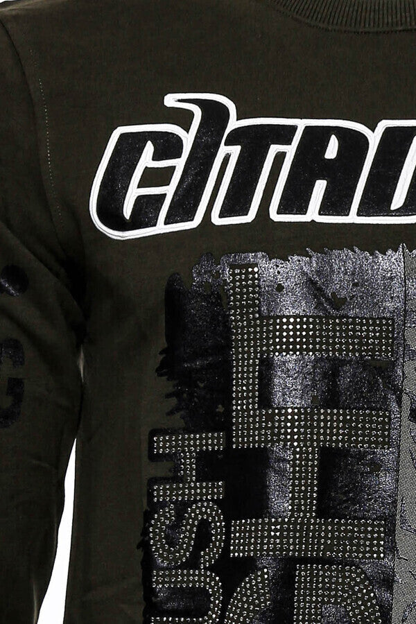 Sudadera verde oscuro con estampado y corte ajustado - Wessi