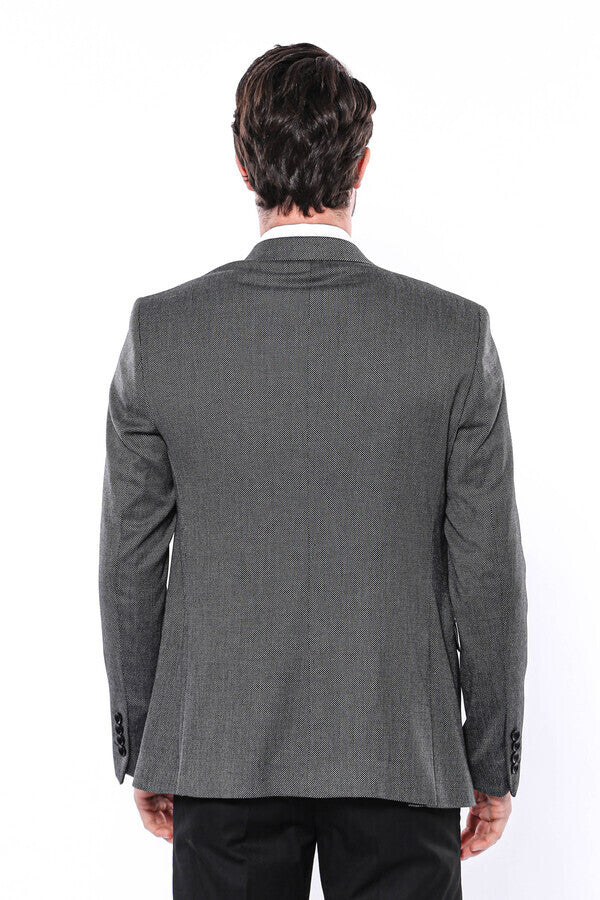 Blazer gris oscuro ajustado con estampado para hombre - Wessi