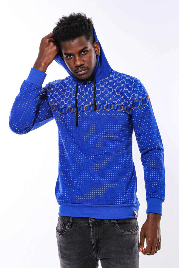 Sudadera azul índigo de corte ajustado y estampado - Wessi