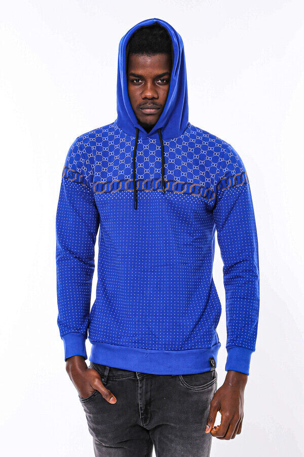Sudadera azul índigo de corte ajustado y estampado - Wessi