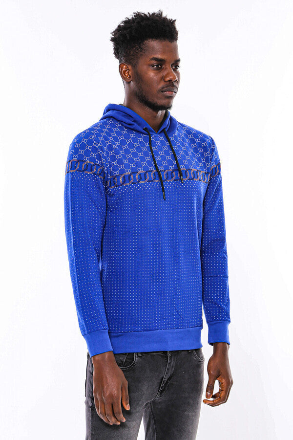 Sudadera azul índigo de corte ajustado y estampado - Wessi