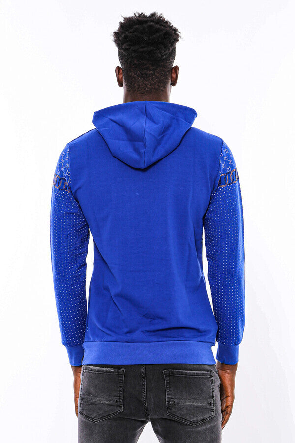 Sudadera azul índigo de corte ajustado y estampado - Wessi