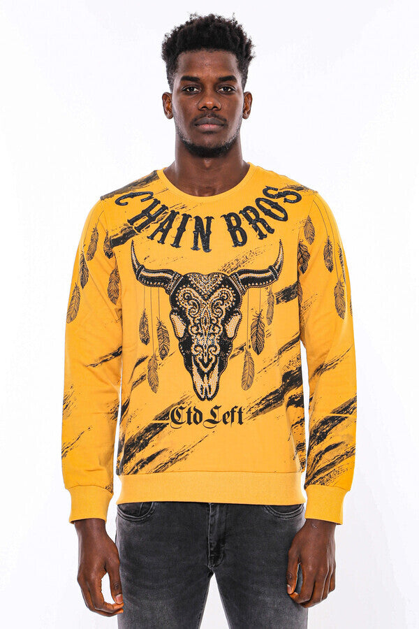 Sudadera amarilla de corte ajustado y estampado - Wessi