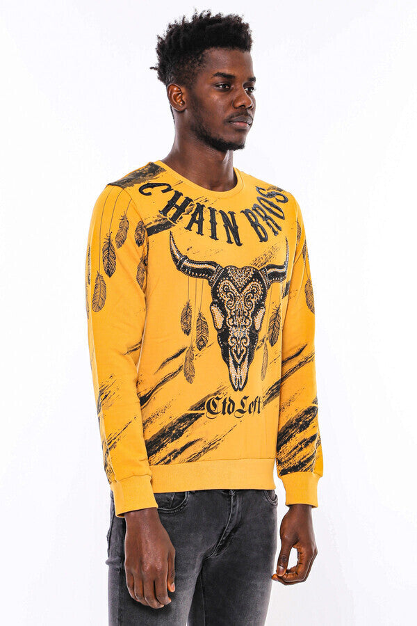 Sudadera amarilla de corte ajustado y estampado - Wessi