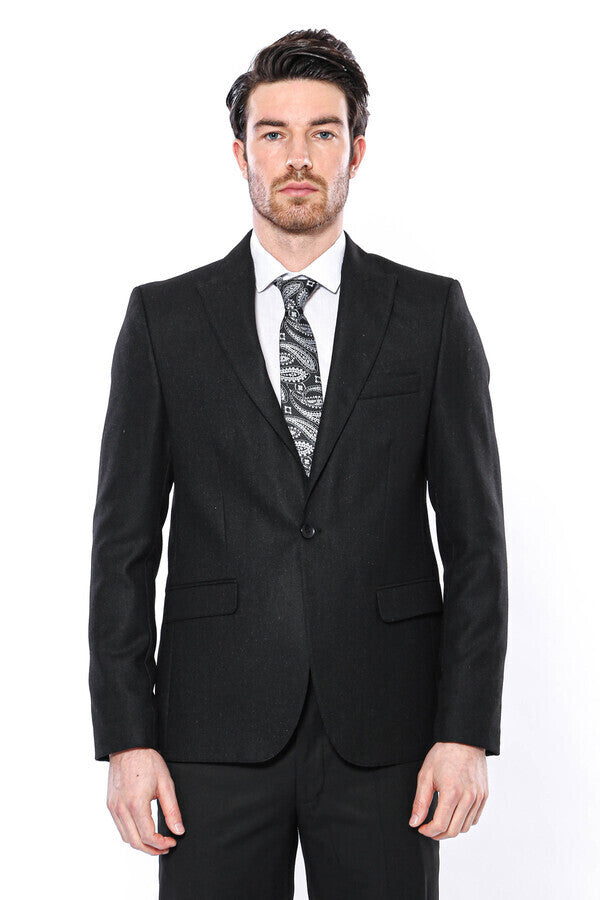 Blazer negro con solapa de pico - Wessi