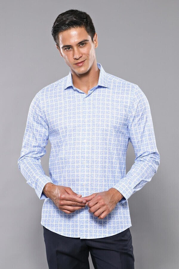 Camisa de cuadros azul claro - Wessi