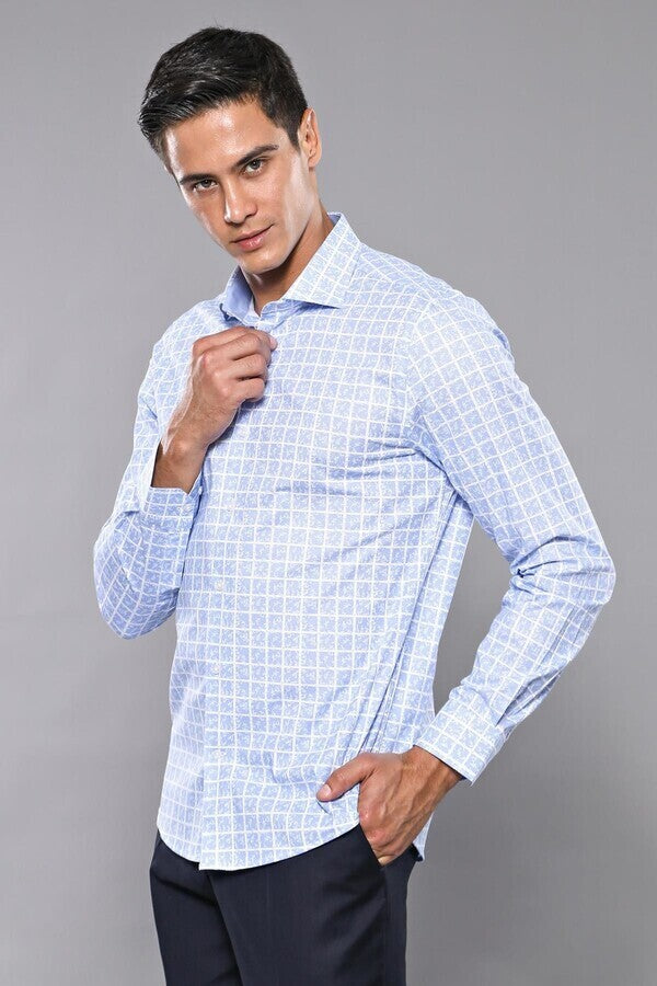 Camisa de cuadros azul claro - Wessi