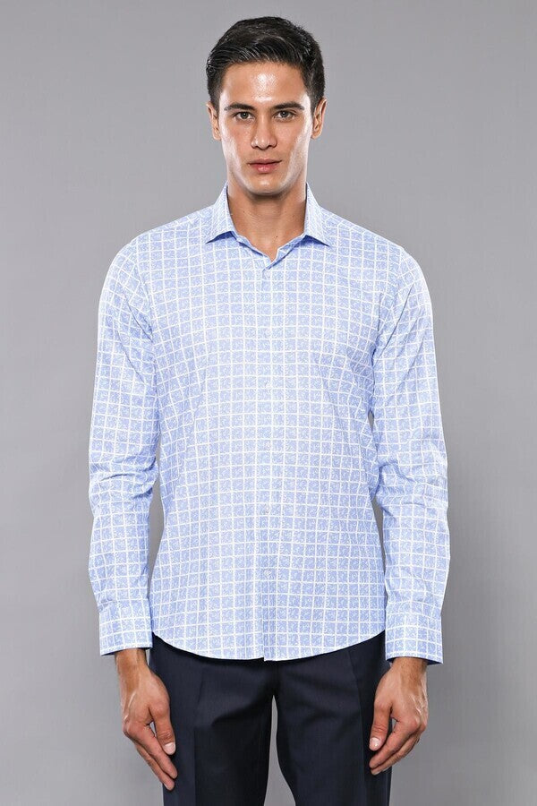 Camisa de cuadros azul claro - Wessi
