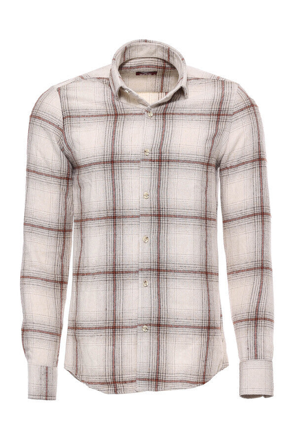 Camisa de leñador para hombre en marrón claro a cuadros - Wessi