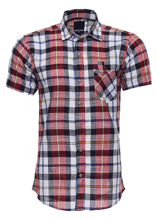 Camisa de hombre de manga corta con estampado de cuadros - Wessi