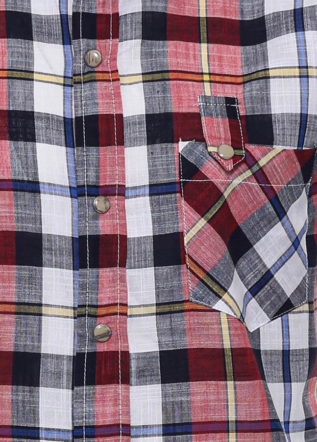 Camisa de hombre de manga corta con estampado de cuadros - Wessi