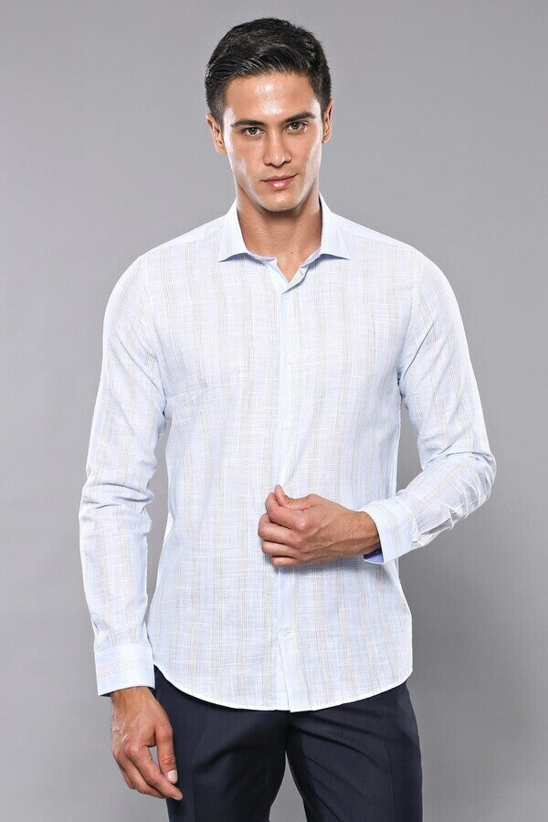 Camisa de hombre a rayas azul cielo | Wessi