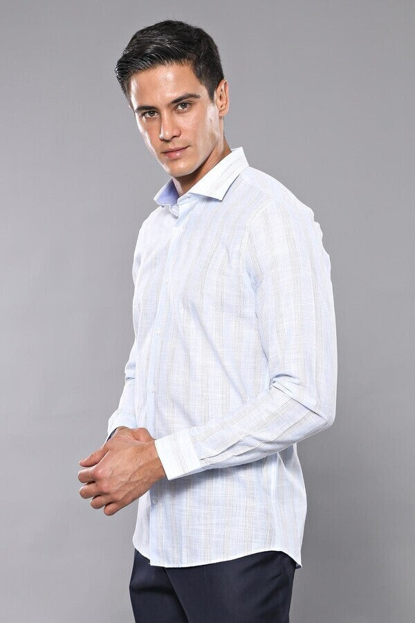 Camisa de hombre a rayas azul cielo | Wessi