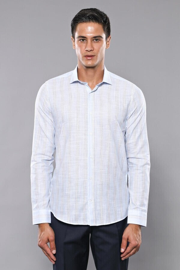 Camisa de hombre a rayas azul cielo | Wessi