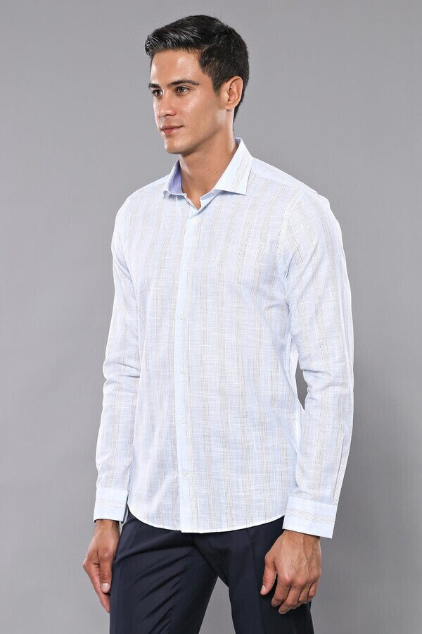 Camisa de hombre a rayas azul cielo | Wessi