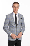 Blazer azul y negro ajustado a cuadros para hombre - Wessi