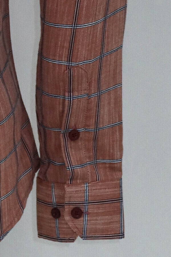Camisa de cuadros entallada marrón para hombre - Wessi