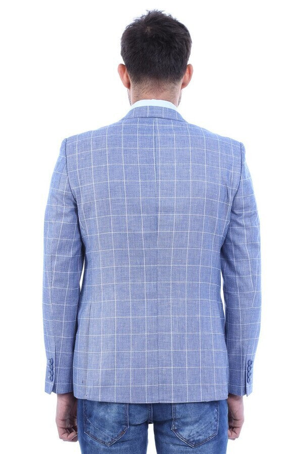 Chaqueta azul ajustada a cuadros - Wessi