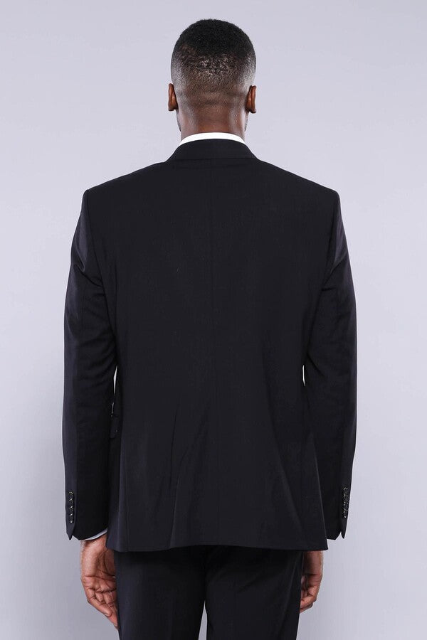 Traje de hombre de 3 piezas liso en color negro - Wessi