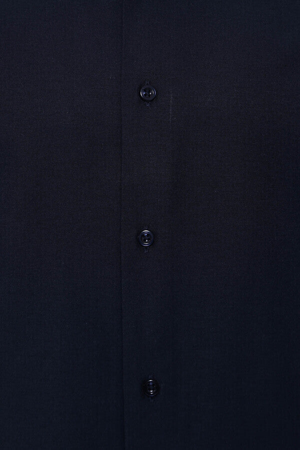 Plain Long Sleeves Regular Fit Navy Blue Men Shirt - Wessi