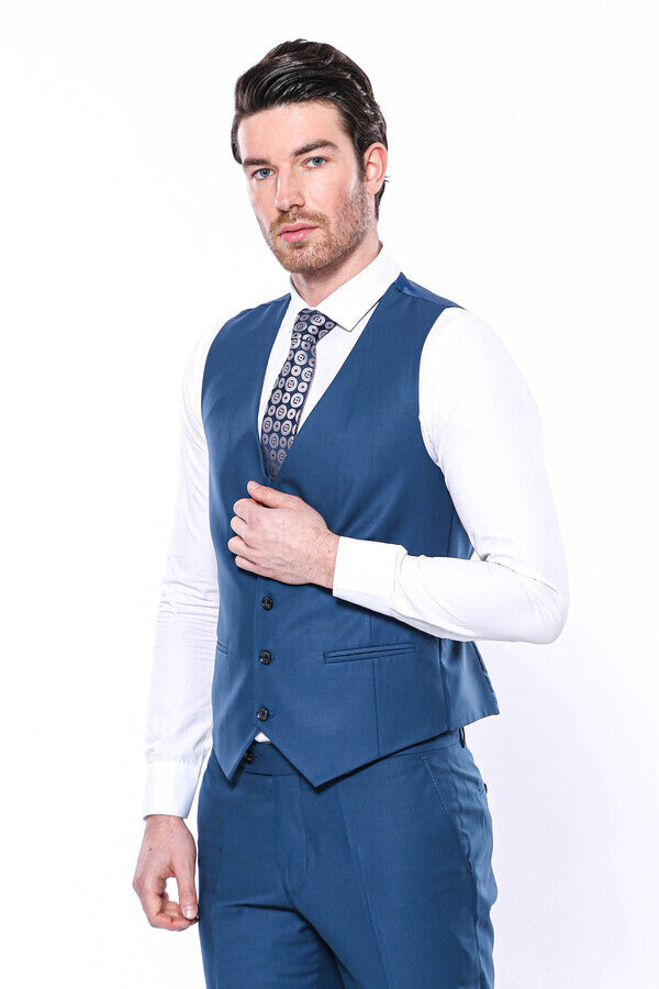 Chaleco azul marino liso | Wessi