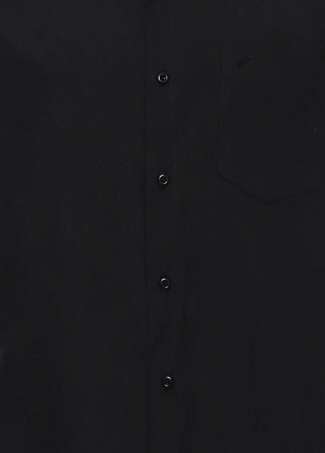 Camisa lisa de manga corta negra para hombre - Wessi