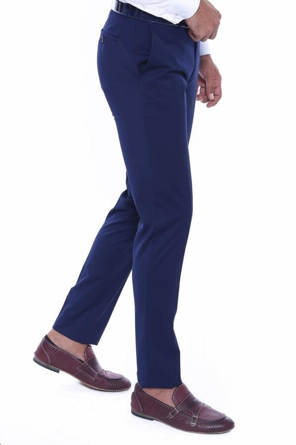 Düz Slim Fit Lacivert Erkek Pantolon - Wessi