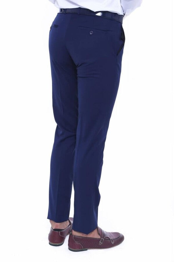 Düz Slim Fit Lacivert Erkek Pantolon - Wessi