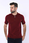 Camiseta de punto lisa de color rojo burdeos con cuello alto - Wessi