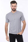 Camiseta de punto gris lisa con cuello alto - Wessi