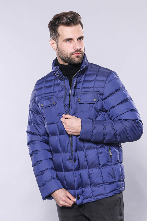 Abrigo de invierno acolchado azul para hombre - Wessi