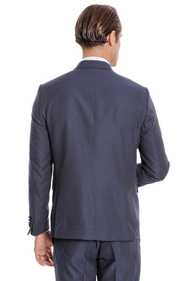 Çıkarılabilir Yaka Yelekli Lacivert Tuxedo - Wessi