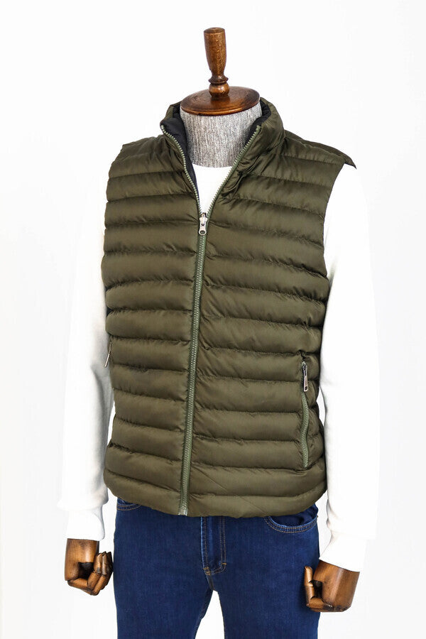 Reversible Puffer Green Men Down Vest - Wessi
