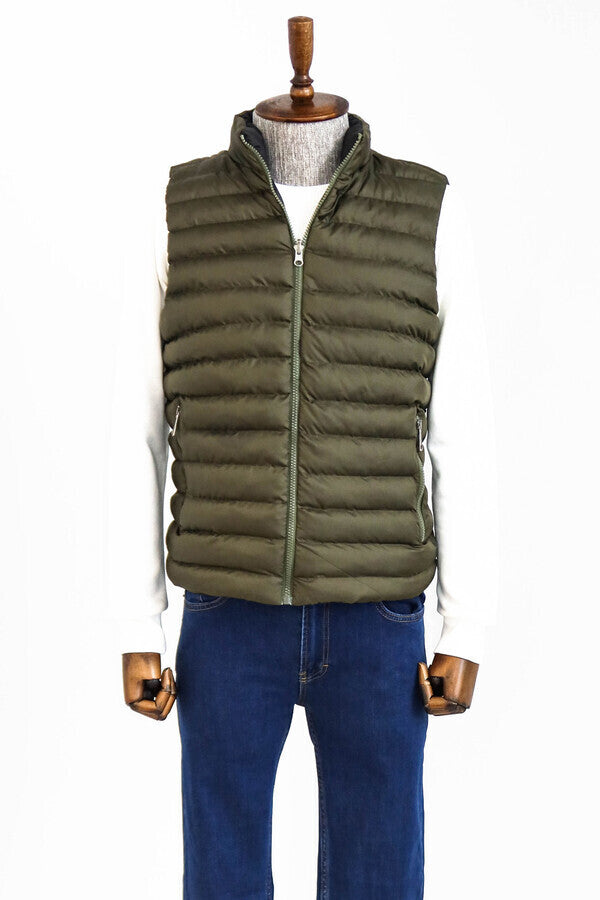 Reversible Puffer Green Men Down Vest - Wessi