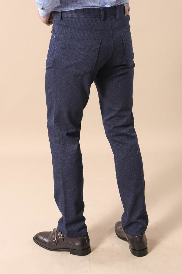 Pantalones ajustados de cinco bolsillos en azul marino para hombre - Wessi