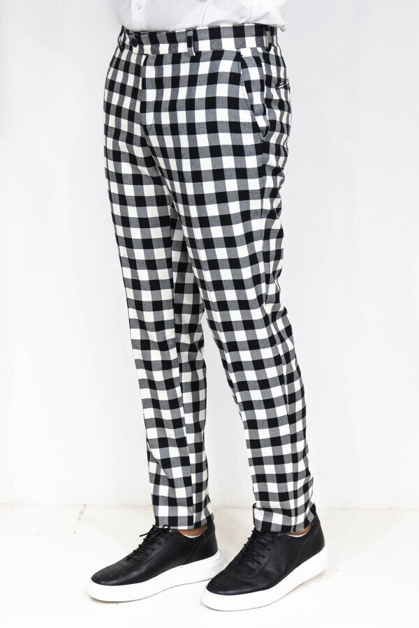 Pantalones negros ajustados a cuadros para hombre - Wessi