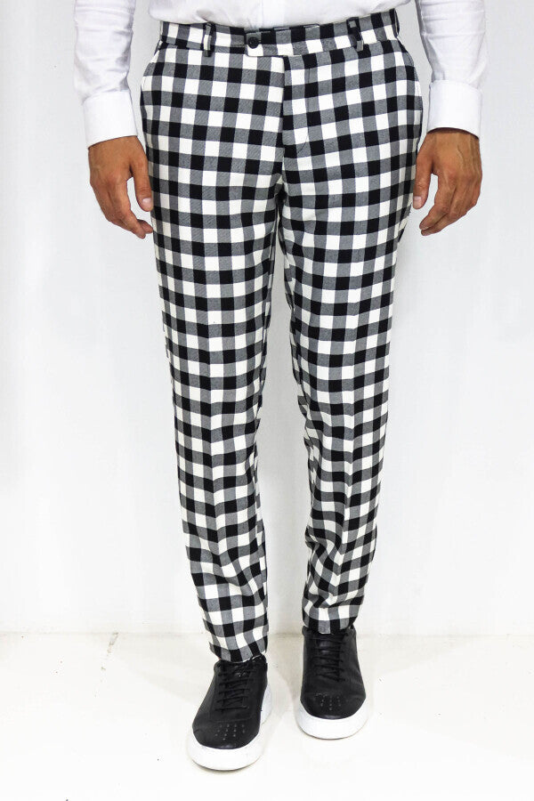 Pantalones negros ajustados a cuadros para hombre - Wessi