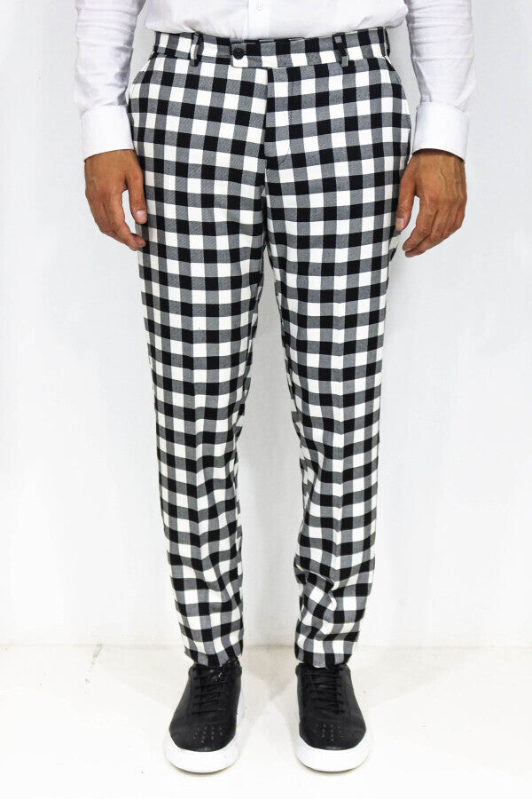 Pantalones negros ajustados a cuadros para hombre - Wessi