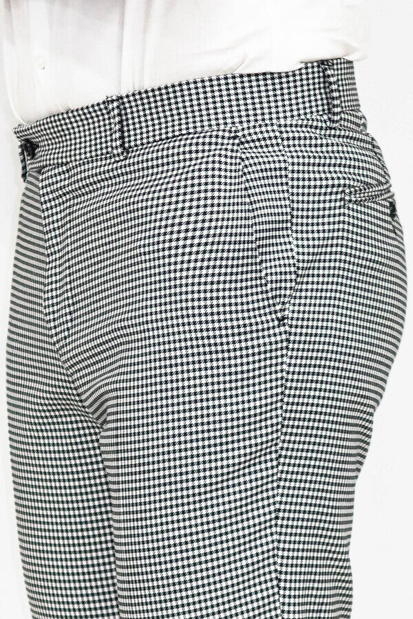 Slim Fit Houndstooth Desenli Gri Erkek Pantolon - Wessi