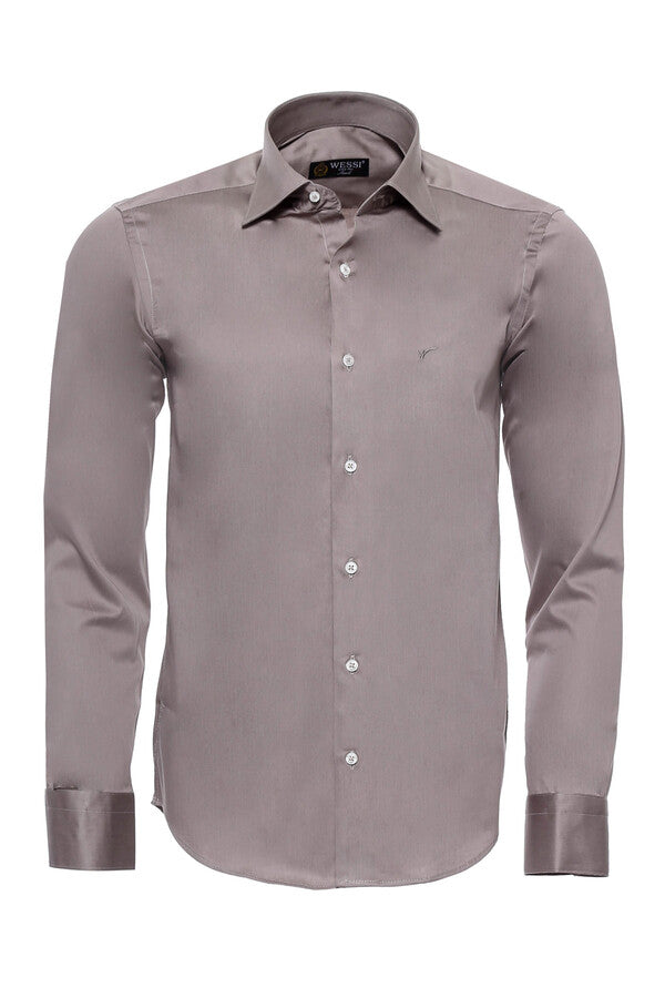 Slim Fit Long Sleeves Grey Men Shirt - Wessi