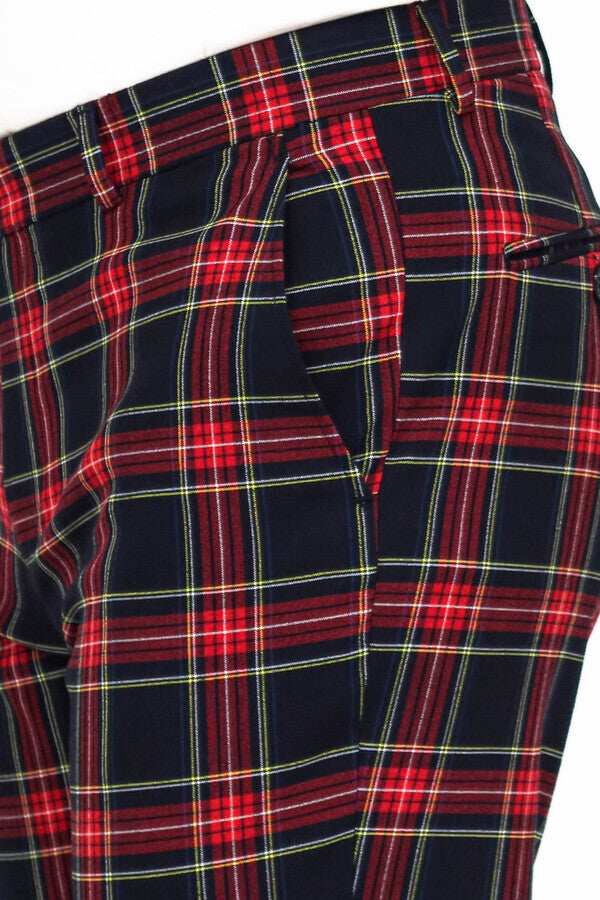 Slim Fit Ekose Erkek Lacivert Pantolon - Wessi