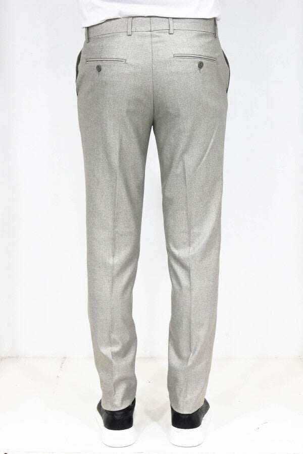 Slim Fit Dokulu Krem Erkek Pantolon - Wessi