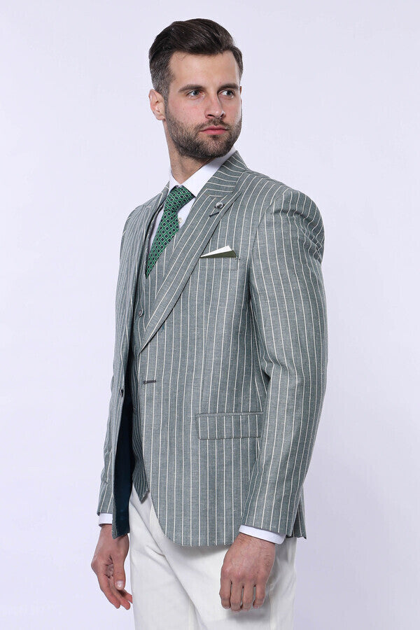 Traje de hombre a rayas verdes - Wessi
