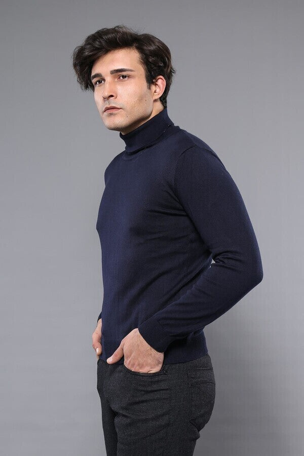 Turtleneck Navy Blue Sweater | Wessi