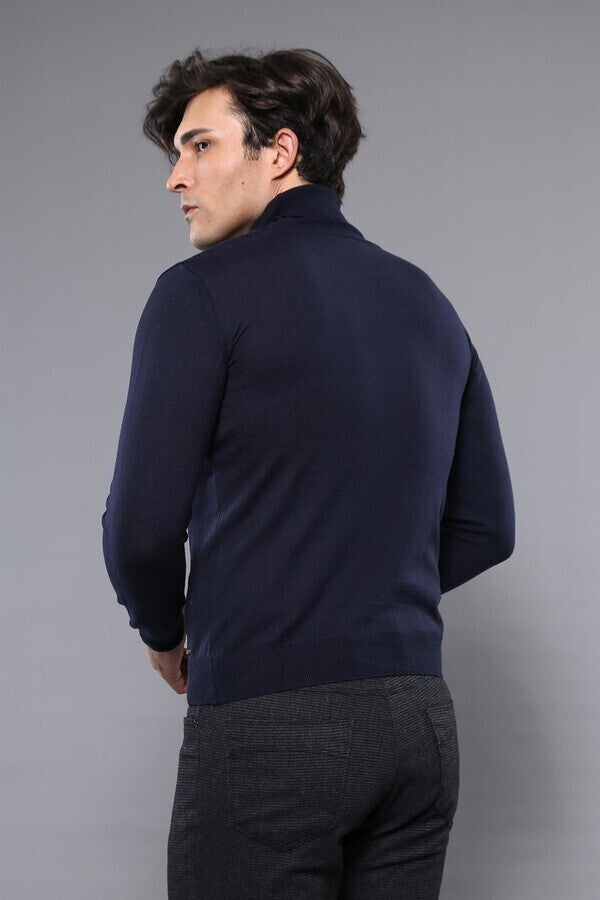 Turtleneck Navy Blue Sweater | Wessi