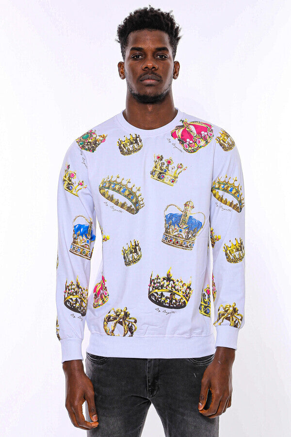 Sudadera blanca de corte ajustado con estampado - Wessi