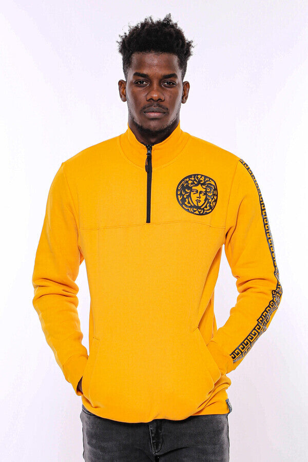 Sudadera estampada con cuello mandarín amarilla - Wessi