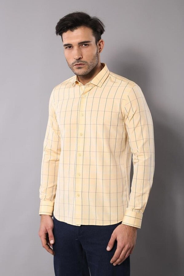 Camisa de cuadros amarilla para hombre | Wessi