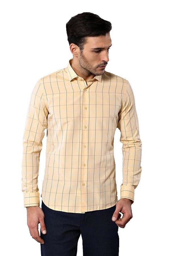 Camisa de cuadros amarilla para hombre | Wessi