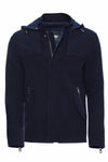 Abrigo azul con capucha y mangas con cremallera para hombre - Wessi